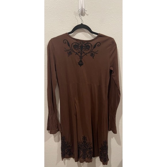 JWLA Brown Embroidered Long Sleeve Mini Dress - Picture 4 of 4